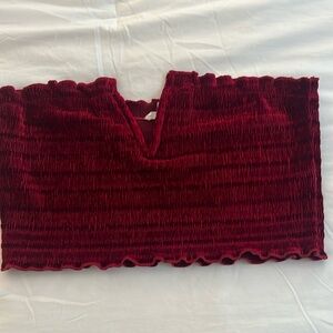 Red strapless crop top